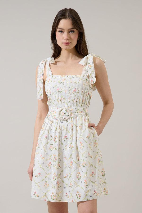 sugarlips Milany Floral Naly Pleated Mini Dress