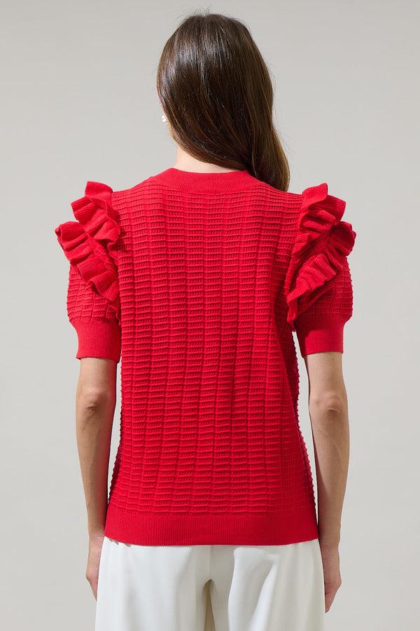 Sugarlips Milena Ruffle Short Sleeve Sweater Top