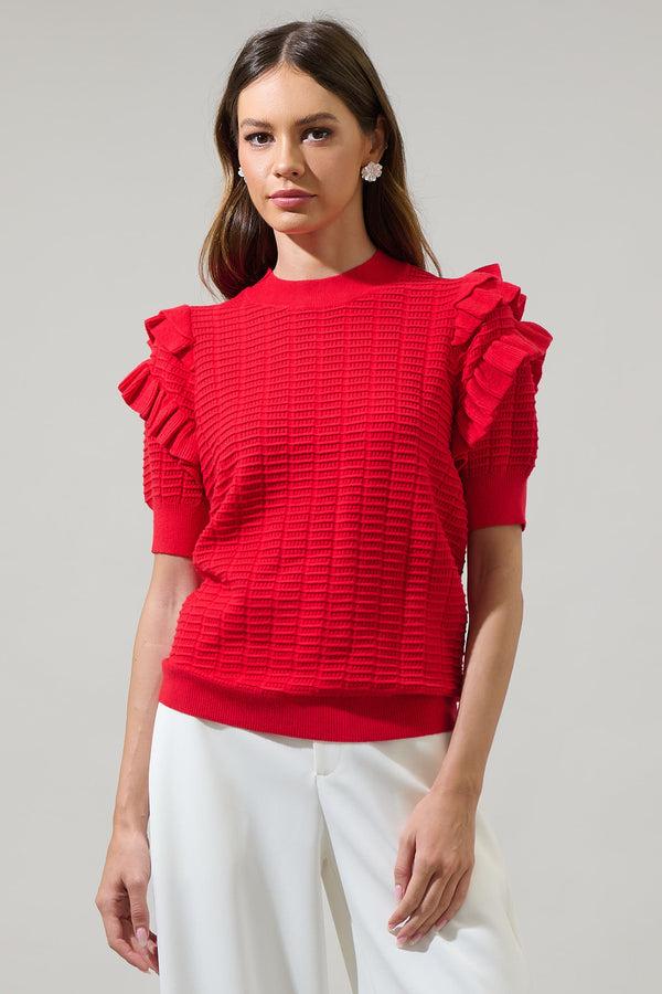 sugarlips Milena Ruffle Short Sleeve Sweater Top