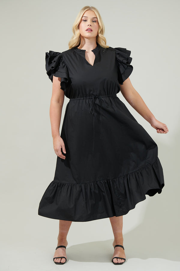 sugarlips Miley Dillan Midi Ruffle Dress Curve
