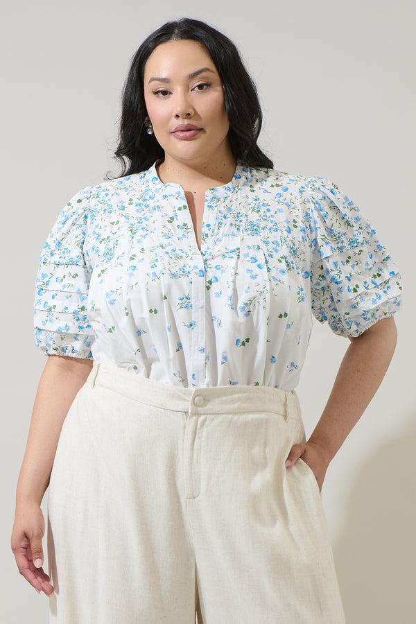 Sugarlips Miley Floral Court Button Down Top Curve