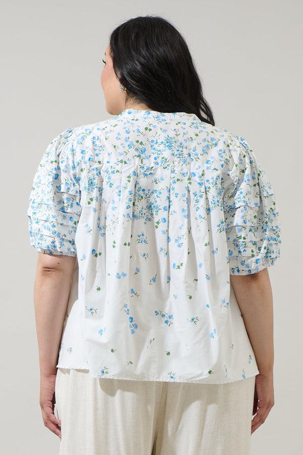 Sugarlips Miley Floral Court Button Down Top Curve