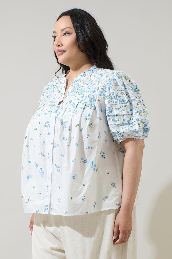 Sugarlips Miley Floral Court Button Down Top Curve
