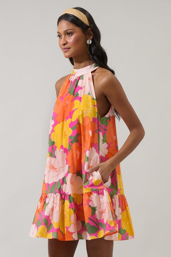 Sugarlips Milley Floral Della Halter Mini Dress