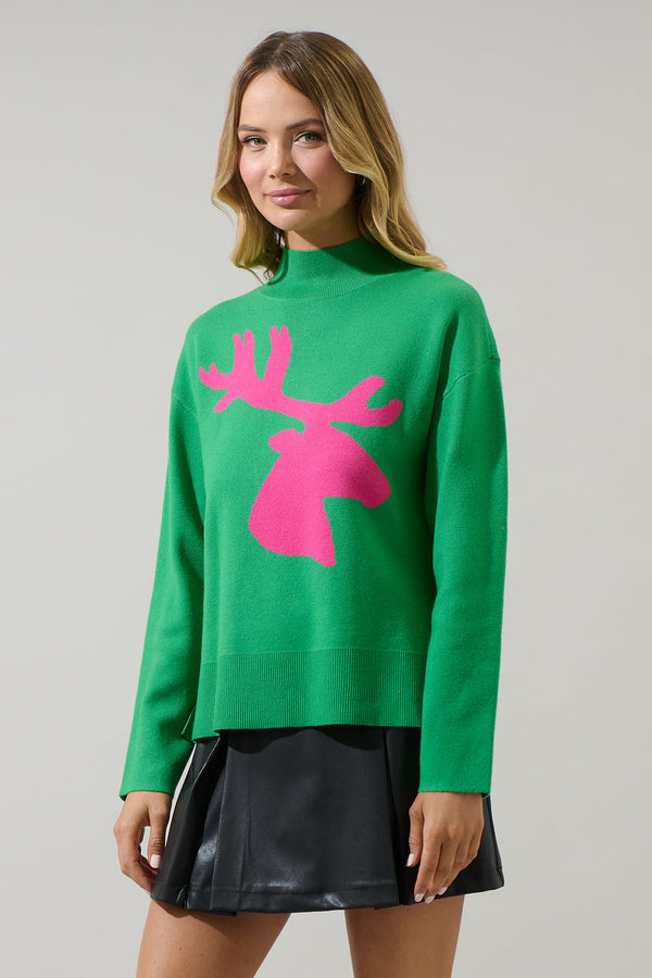 Sugarlips Milly Moose Mock Neck Sweater