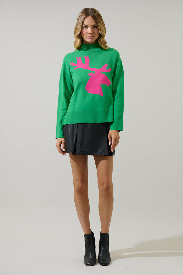 Sugarlips Milly Moose Mock Neck Sweater
