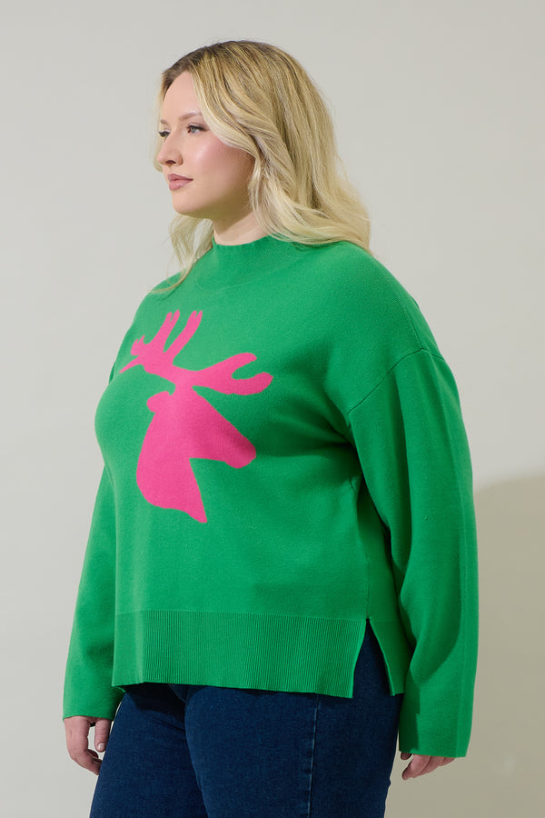 Sugarlips Milly Moose Mock Neck Sweater Curve