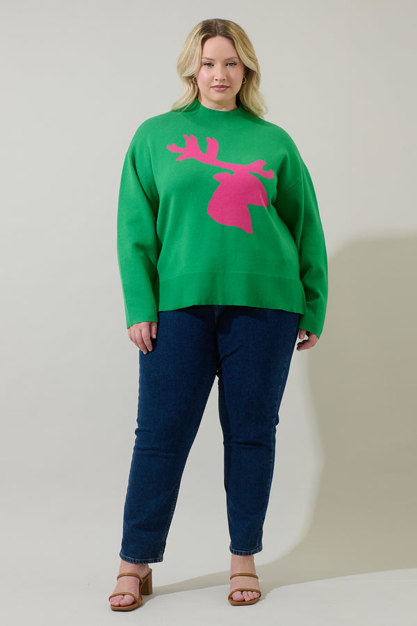 Sugarlips Milly Moose Mock Neck Sweater Curve