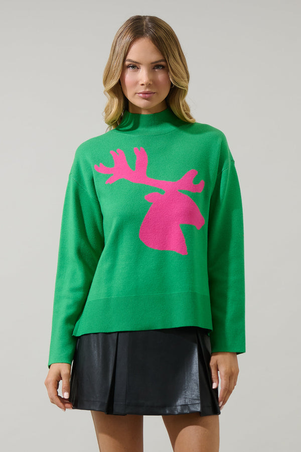 sugarlips Milly Moose Mock Neck Sweater