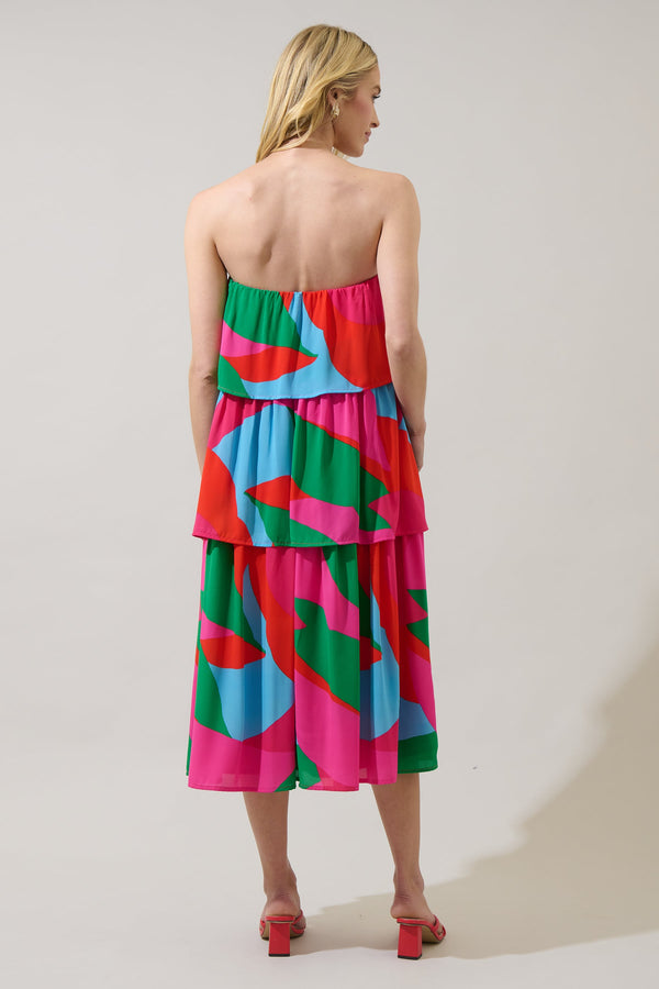 Sugarlips Milton Abstract Moxy Tiered Maxi Dress
