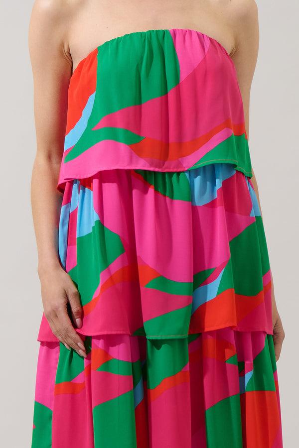 Sugarlips Milton Abstract Moxy Tiered Maxi Dress