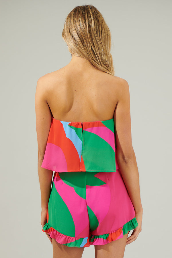 Sugarlips Milton Abstract Strapless Romper