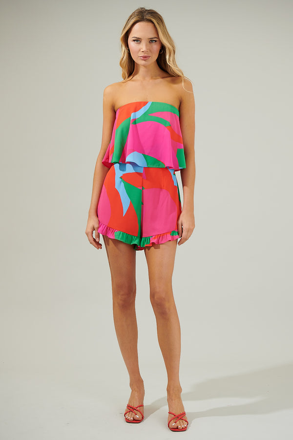 Sugarlips Milton Abstract Strapless Romper