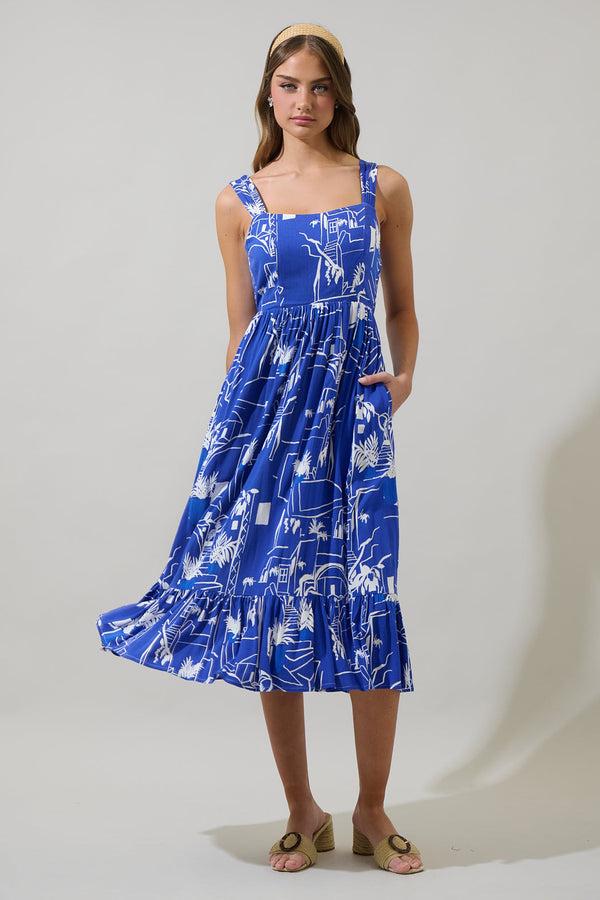 sugarlips Mims Town Sunnyvale Linen Midi Dress