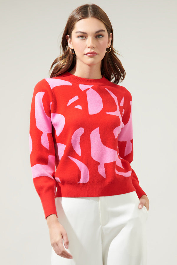 Sugarlips Minka Abstract Crew Neck Sweater