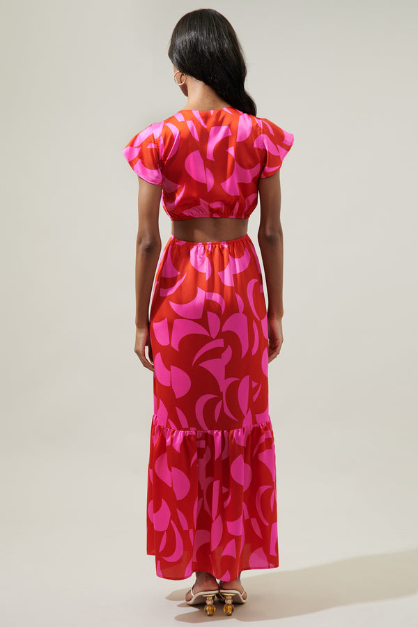 Sugarlips Minka Abstract O-Ring Cut Out Midi Dress