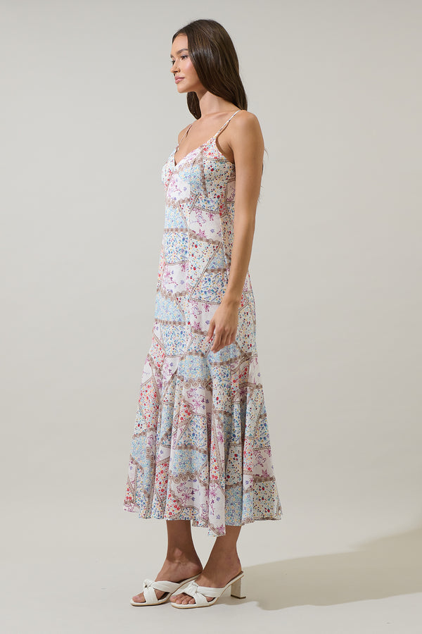 Sugarlips Minzi Floral Hagny Pleated Midi Dress