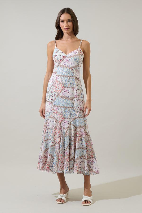 Sugarlips Minzi Floral Hagny Pleated Midi Dress