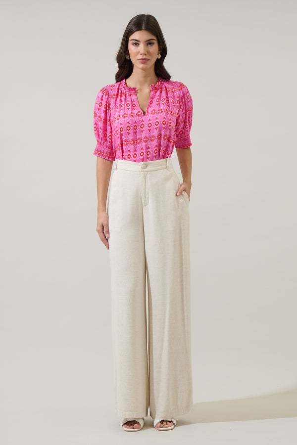 Sugarlips Mirany Ikat Bindy Puff Sleeve Top