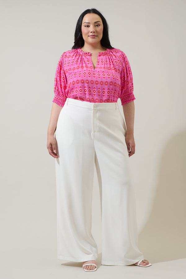 Sugarlips Mirany Ikat Bindy Puff Sleeve Top Curve
