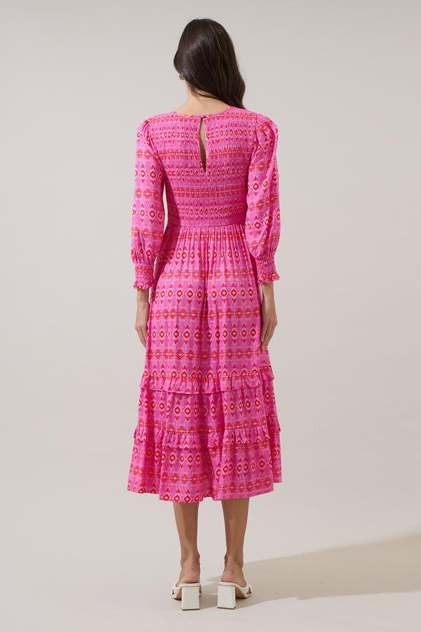 Sugarlips Mirany Ikat Ludlow Smocked Midi Dress