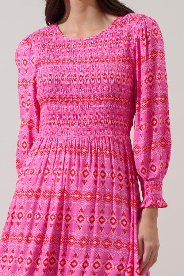 Sugarlips Mirany Ikat Ludlow Smocked Midi Dress