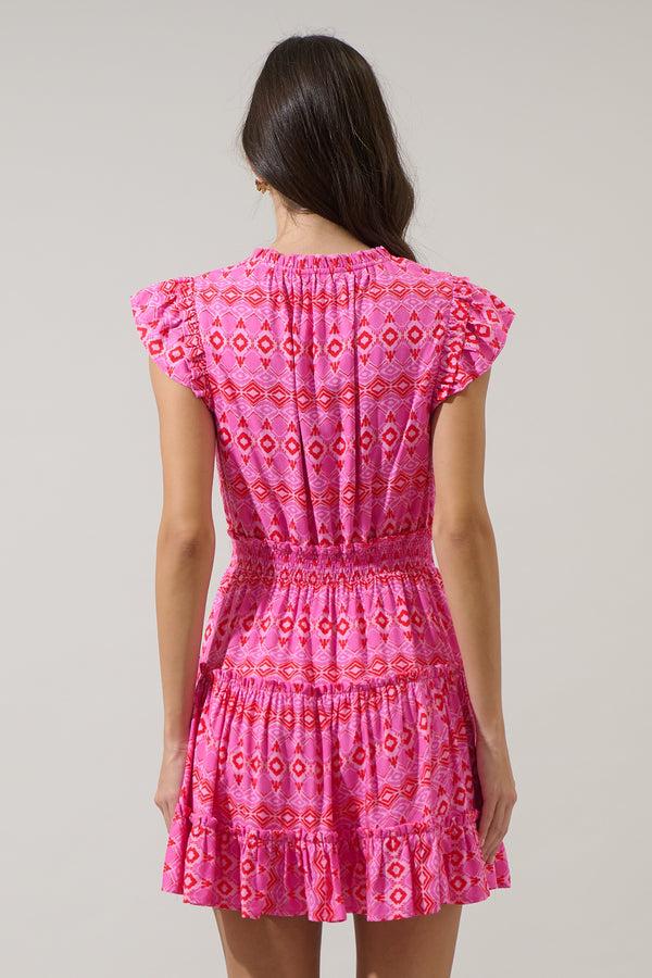 Sugarlips Mirany Ikat Toledo Tiered Mini Dress