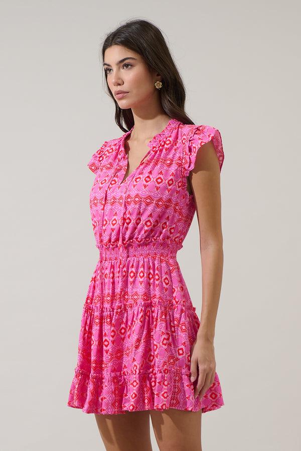 Sugarlips Mirany Ikat Toledo Tiered Mini Dress