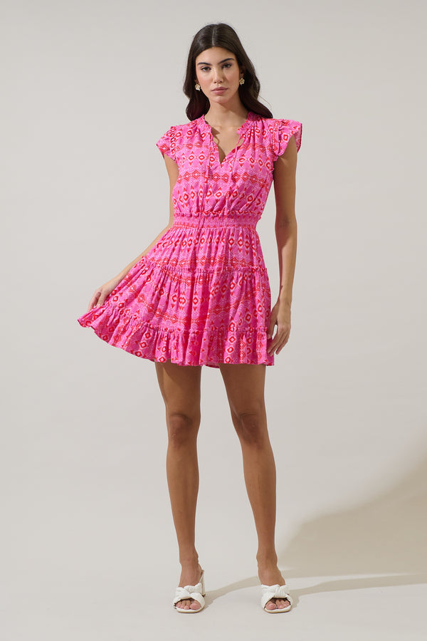 Sugarlips Mirany Ikat Toledo Tiered Mini Dress