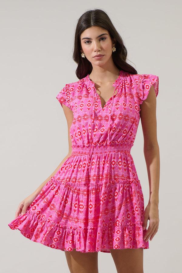 sugarlips Mirany Ikat Toledo Tiered Mini Dress
