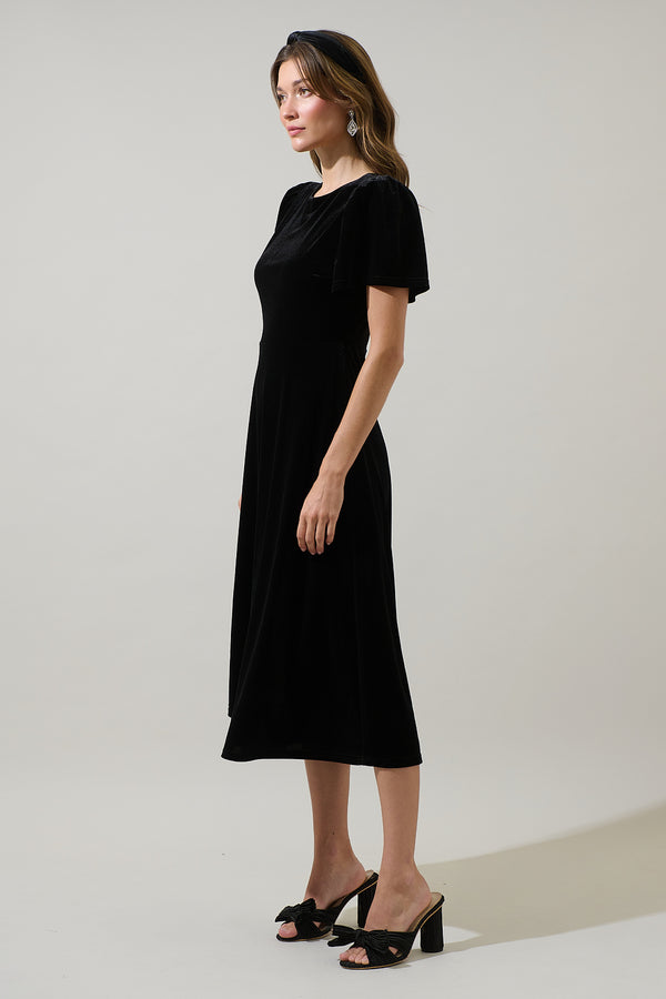 Sugarlips Mirba Velvet A-line Midi Dress