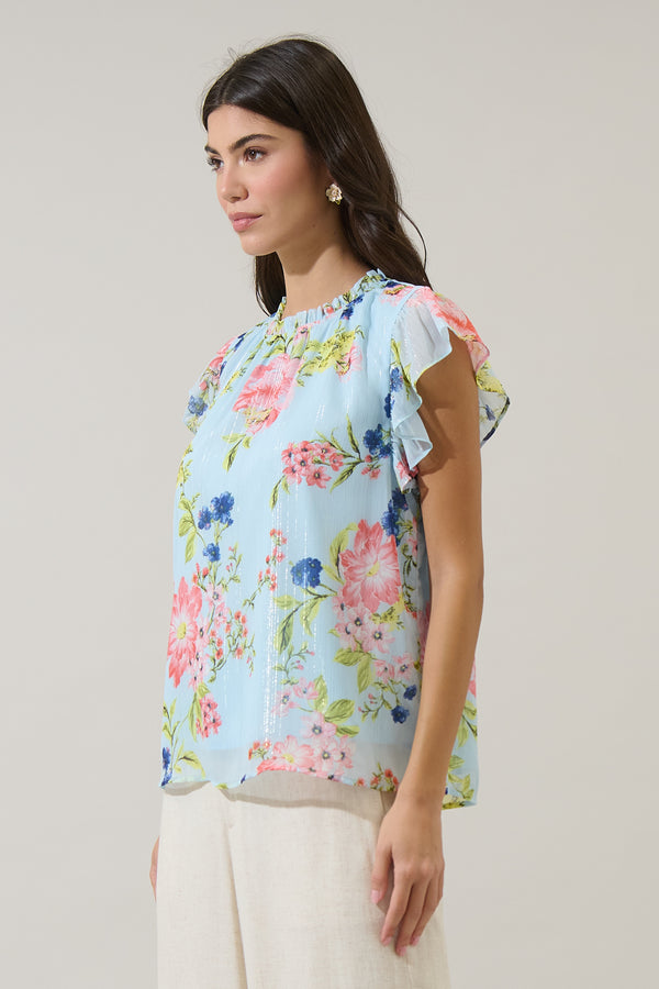 Sugarlips Missa Floral Veda Cap Sleeve Top