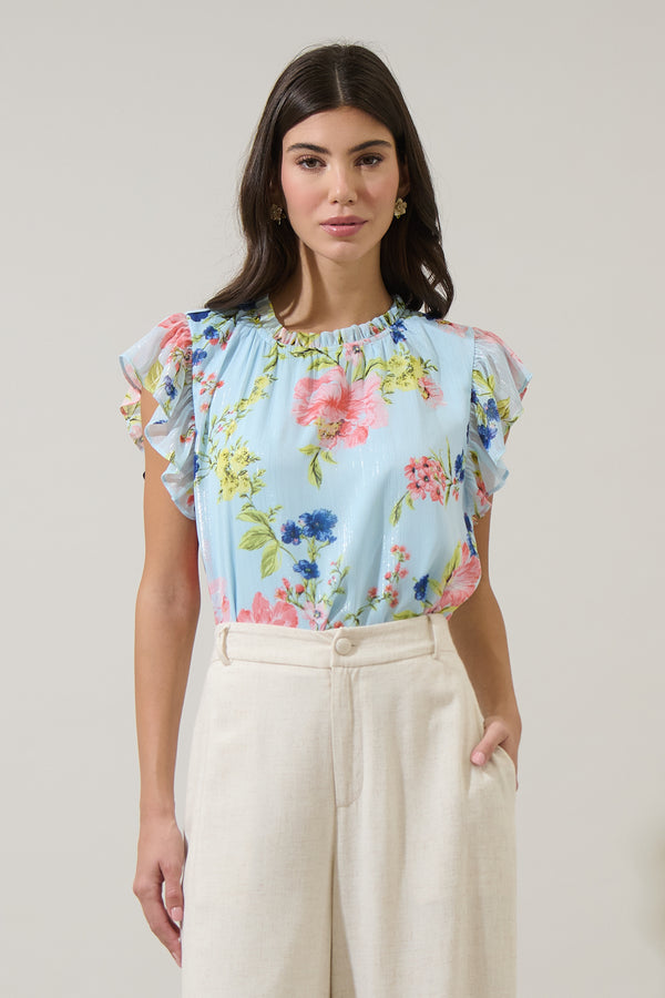 sugarlips Missa Floral Veda Cap Sleeve Top