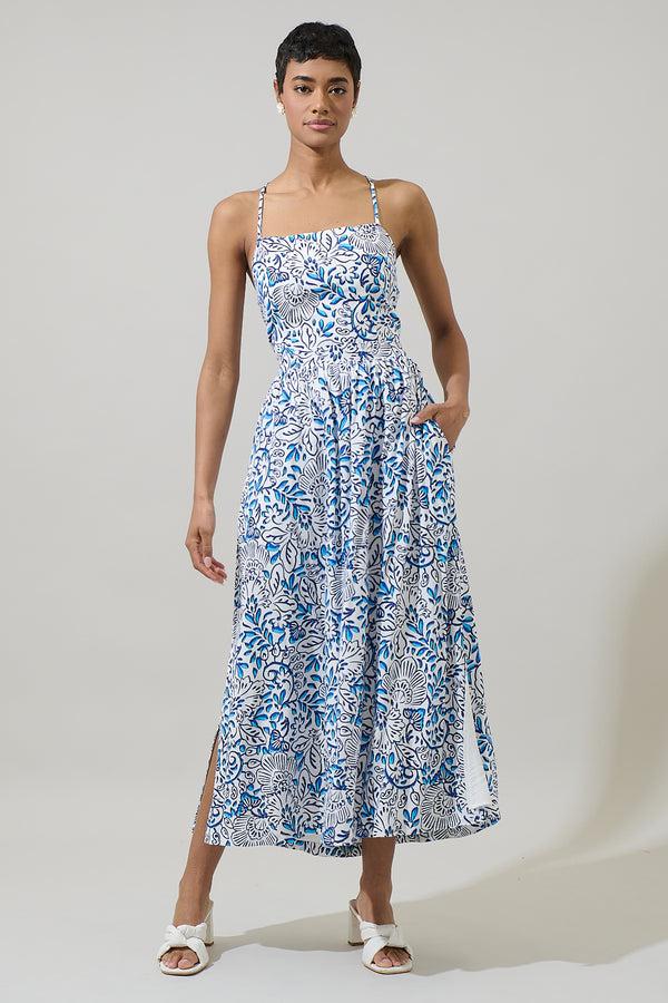 Sugarlips Mize Floral Mavis Criss Cross Midi Dress