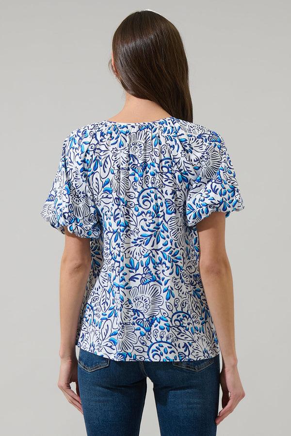 Sugarlips Mize Floral Overseas Balloon Sleeve Top
