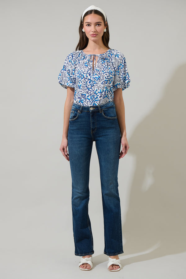 Sugarlips Mize Floral Overseas Balloon Sleeve Top