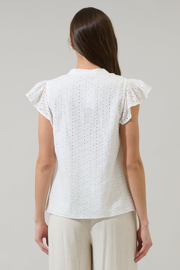 Sugarlips Moe Eyelet Split Neck Top