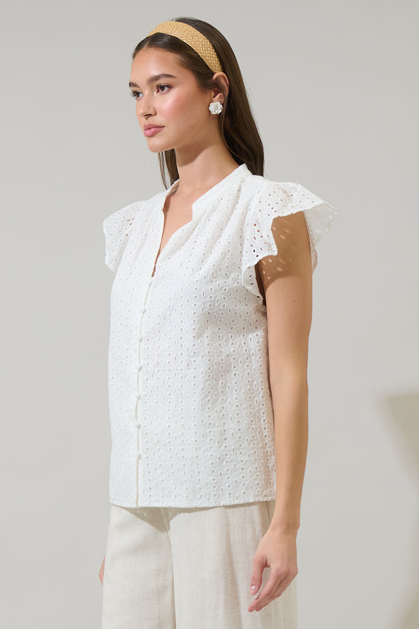 Sugarlips Moe Eyelet Split Neck Top