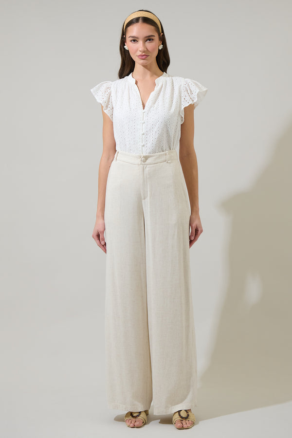 Sugarlips Moe Eyelet Split Neck Top