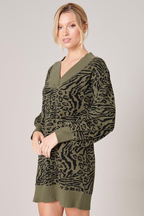 Sugarlips Mojave Animal Print Sweater Dress