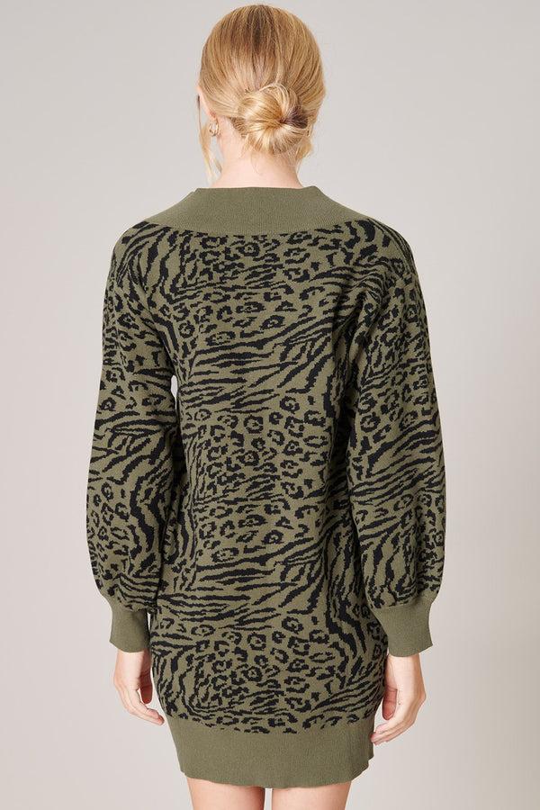 Sugarlips Mojave Animal Print Sweater Dress