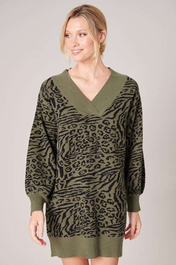 sugarlips Mojave Animal Print Sweater Dress