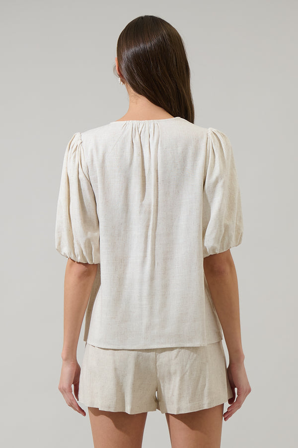 Sugarlips Mora Linen Cerry Pleated Top