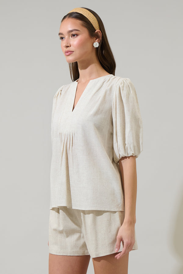 Sugarlips Mora Linen Cerry Pleated Top