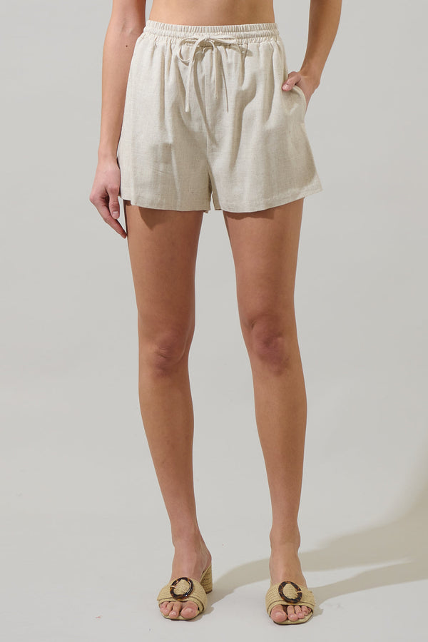 sugarlips Mora Linen Taliya Drawstring Shorts