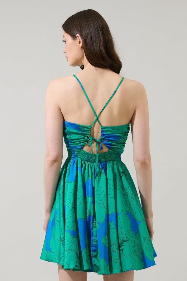 Sugarlips Morgany Floral Cerese Flare Mini Dress