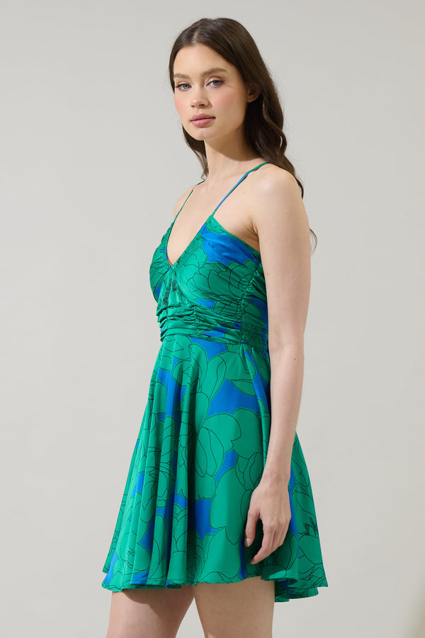 Sugarlips Morgany Floral Cerese Flare Mini Dress