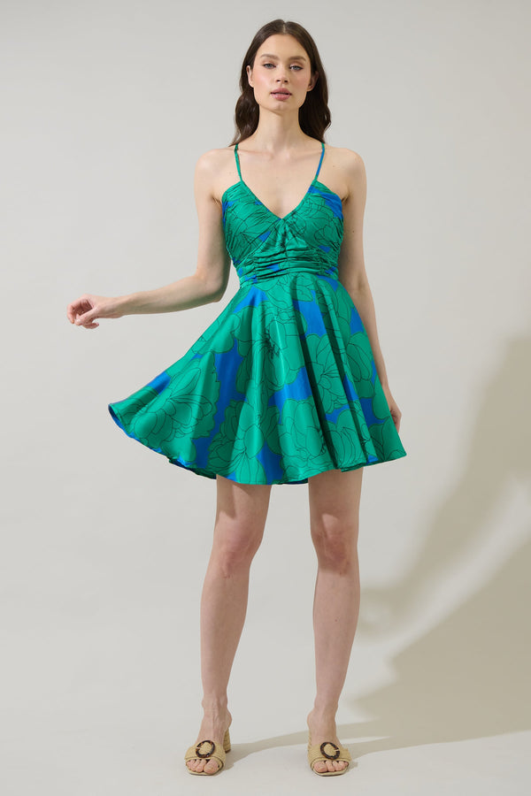 Sugarlips Morgany Floral Cerese Flare Mini Dress