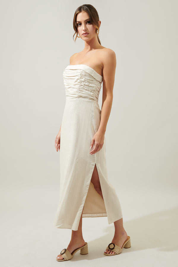 Sugarlips Morro Bay Strapless Ruched Midi Dress