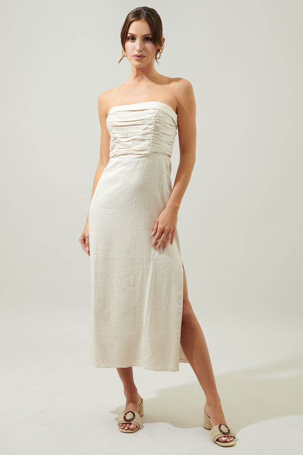 sugarlips Morro Bay Strapless Ruched Midi Dress